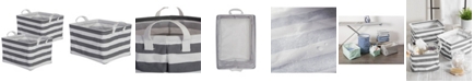 Design Imports Polyethylene Coated Cotton Polyester Laundry Bin Stripe Rectangle Medium Set of 2